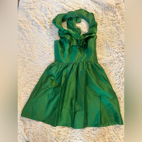 Lynn Lugo Women’s Size 8 Green Frilly Fun Silk Dress - Picture 1 of 8